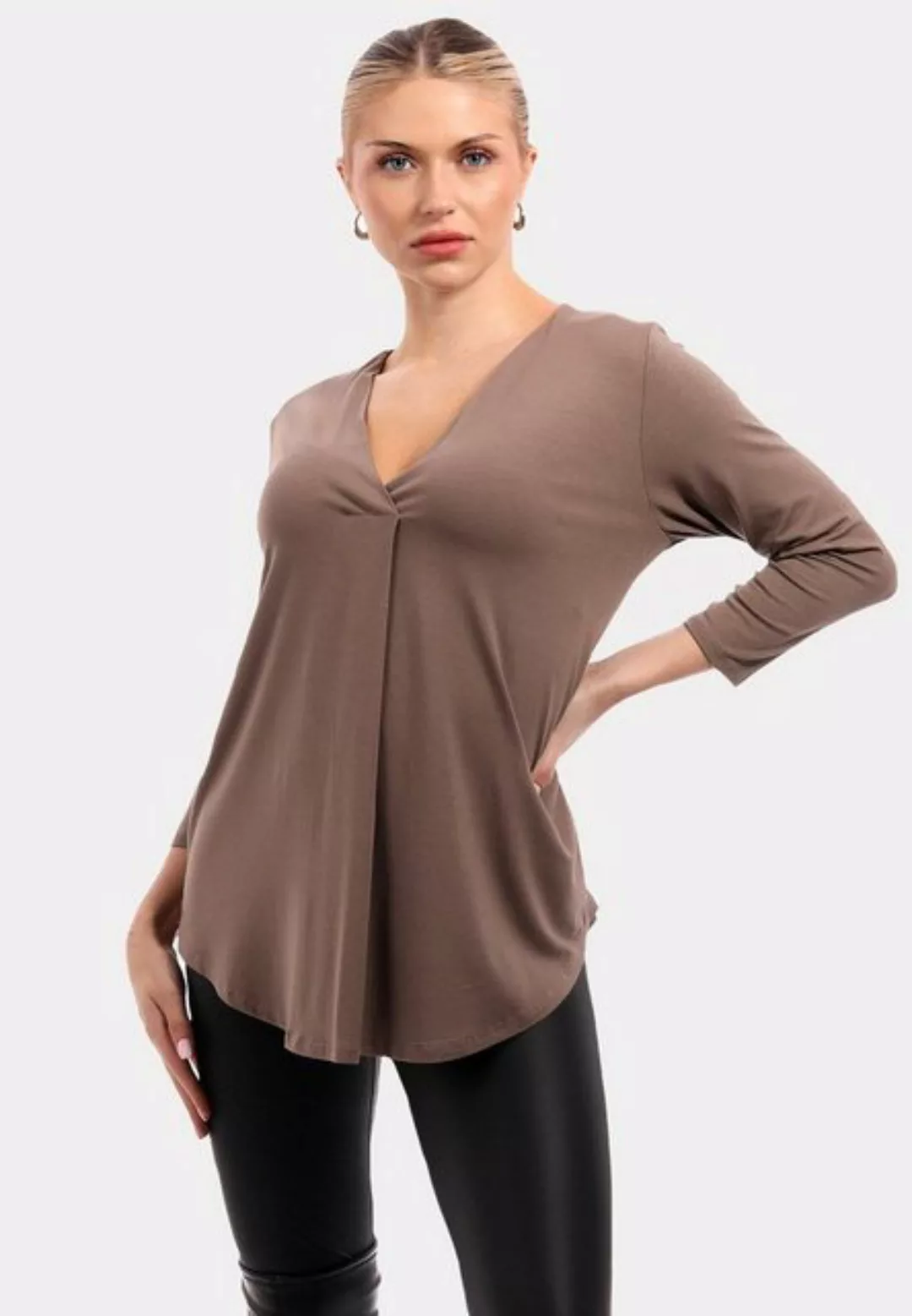 YC Fashion & Style Blusenshirt Blusenshirt mit V-Ausschnitt (1-tlg) in Unif günstig online kaufen