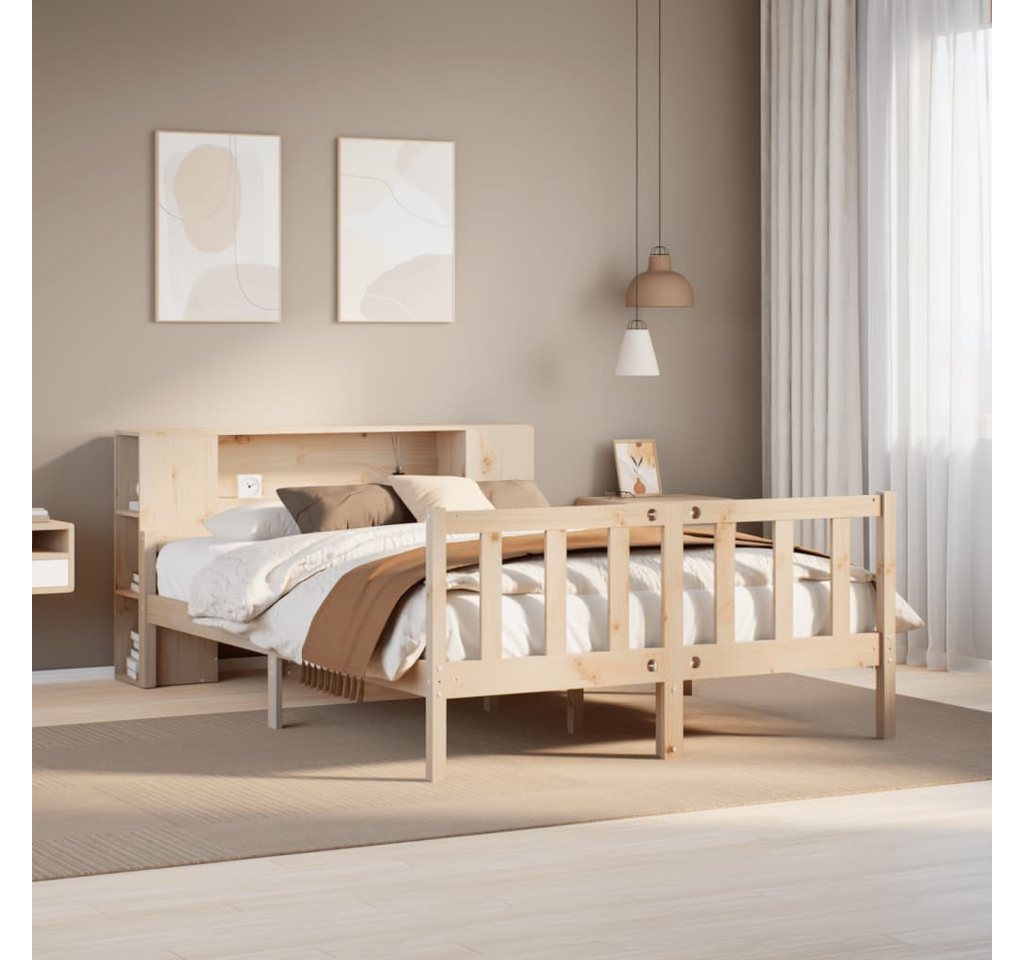 vidaXL Bett, Massivholzbett mit Regal ohne Matratze 160x200 cm Kiefernholz günstig online kaufen