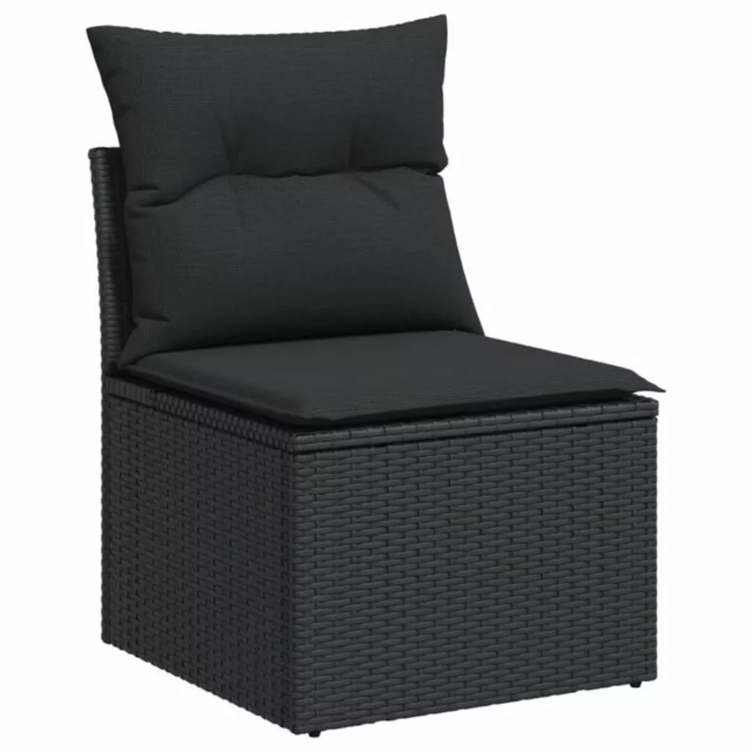 vidaXL Sofa, Gartensofa ohne Armlehnen mit Kissen Schwarz Poly Rattan günstig online kaufen