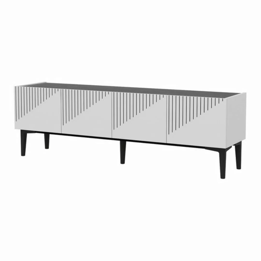 en.casa TV-Schrank »Oppdal« 154x37x45cm Weiß / Marmor, schwarz günstig online kaufen