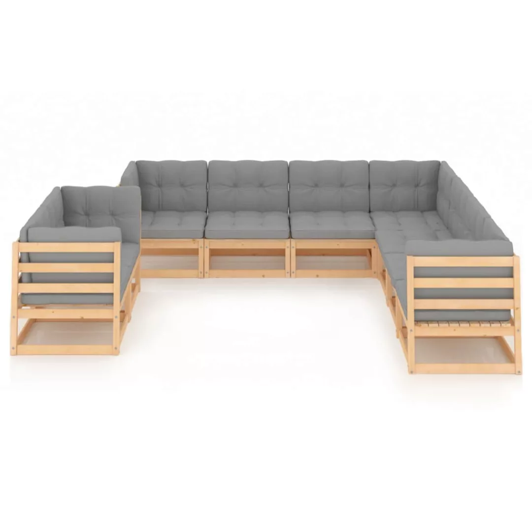 9-tlg. Garten-lounge-set Mit Kissen Kiefer Massivholz günstig online kaufen