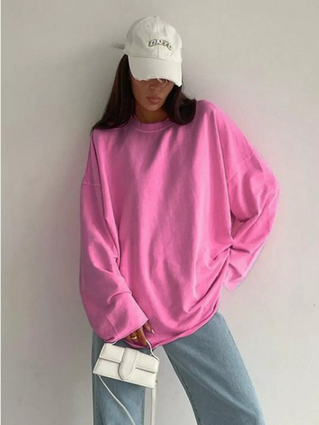 RUZU UG Blusentop Hemdbluse Langarm-T-Shirts Damen,Lockere Pullover-Obertei günstig online kaufen