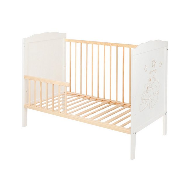 Babyhafen Babybett Komplettbett 60 × 120 White & Natur Schutzgitter Gitterb günstig online kaufen