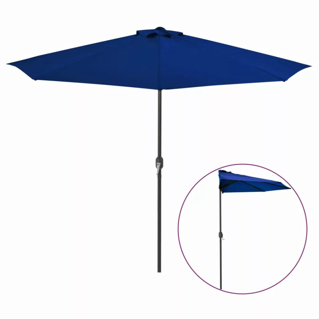 Balkon-sonnenschirm Alu-mast Blau 300x150x253cm Halbrund günstig online kaufen