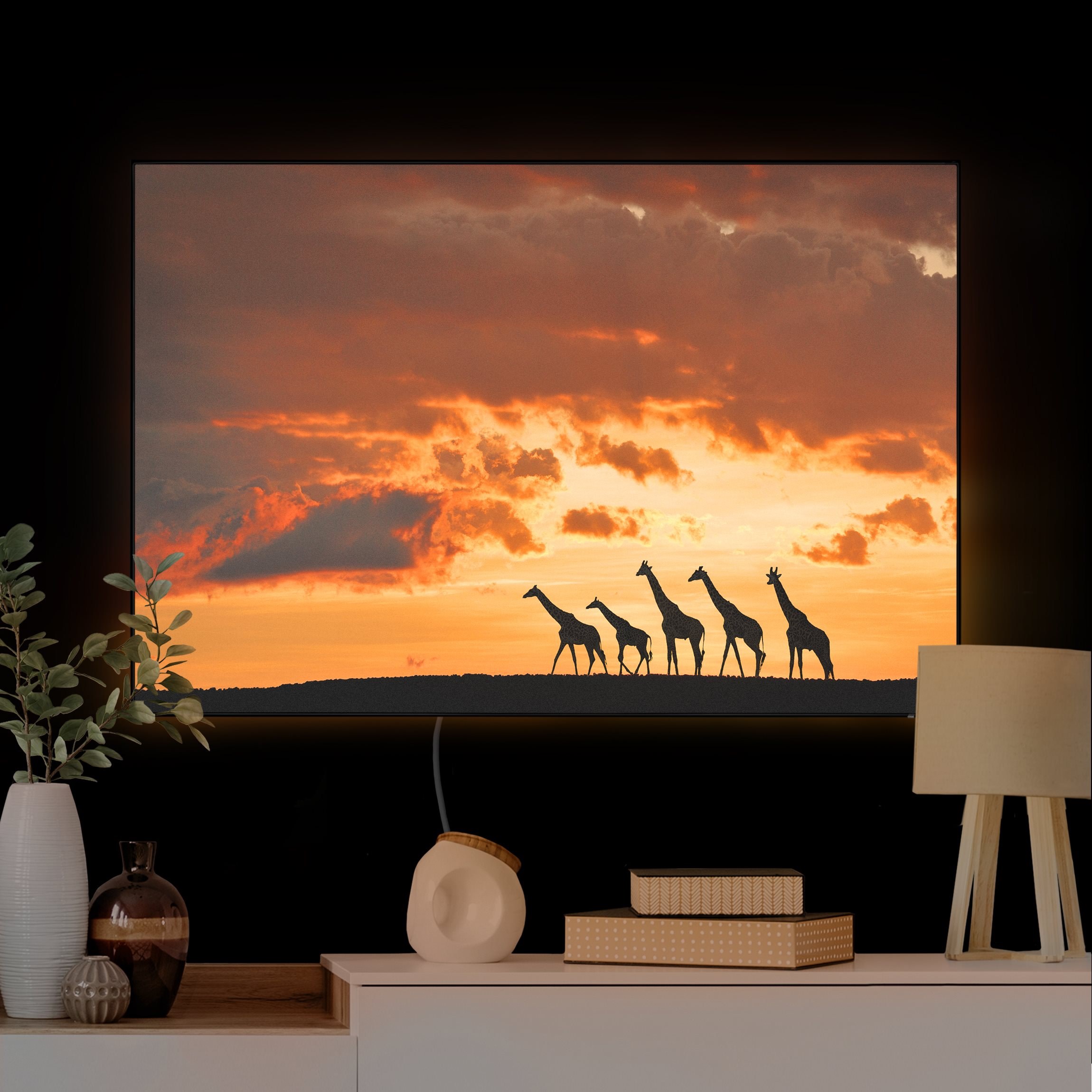 LED-Wechselbild Fünf Giraffen günstig online kaufen