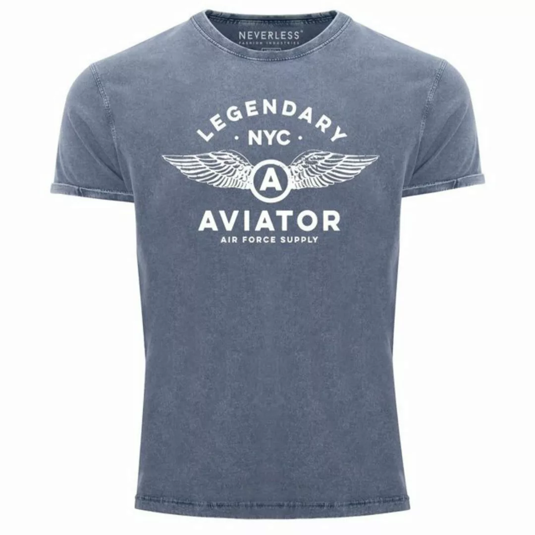 Neverless Print-Shirt Herren Vintage Shirt Legendary NYC Aviator Air Force günstig online kaufen
