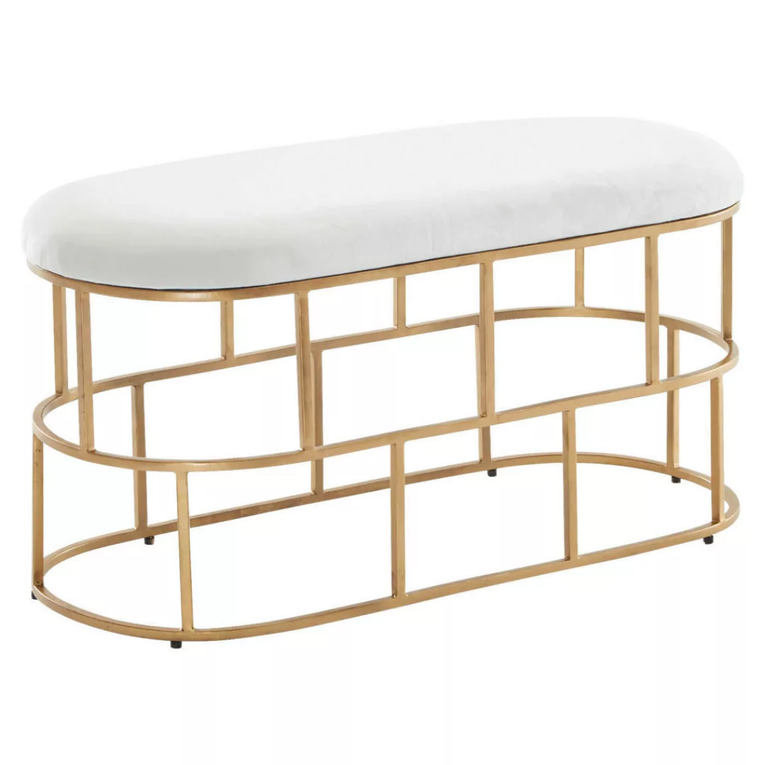 Sitzhocker gold weiß Samt Eisen B/H/T: ca. 90x46x38 cm günstig online kaufen