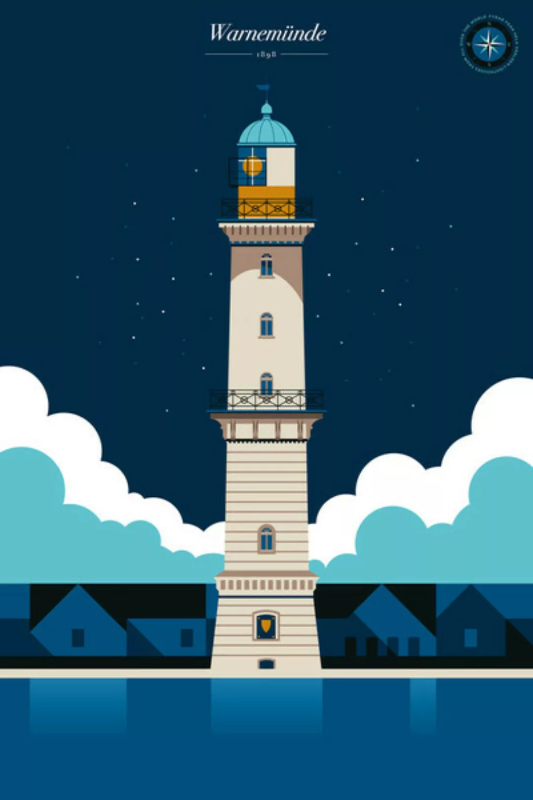 Poster / Leinwandbild - Leuchtturm Warnemünde günstig online kaufen