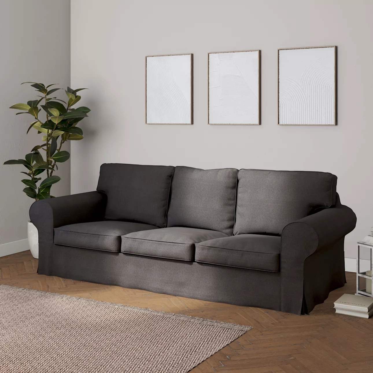 Bezug für Ektorp 3-Sitzer Sofa nicht ausklappbar, dunkelgrau, Sofabezug für günstig online kaufen