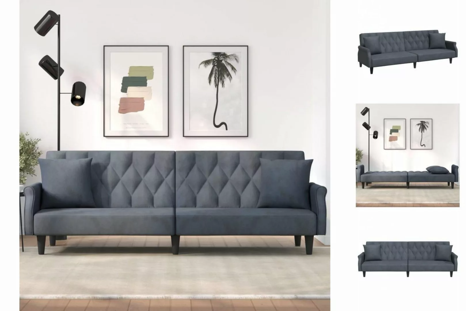 vidaXL Sofa Schlafsofa mit Armlehnen Dunkelgrau Samt Schlafcouch Sofa Couch günstig online kaufen