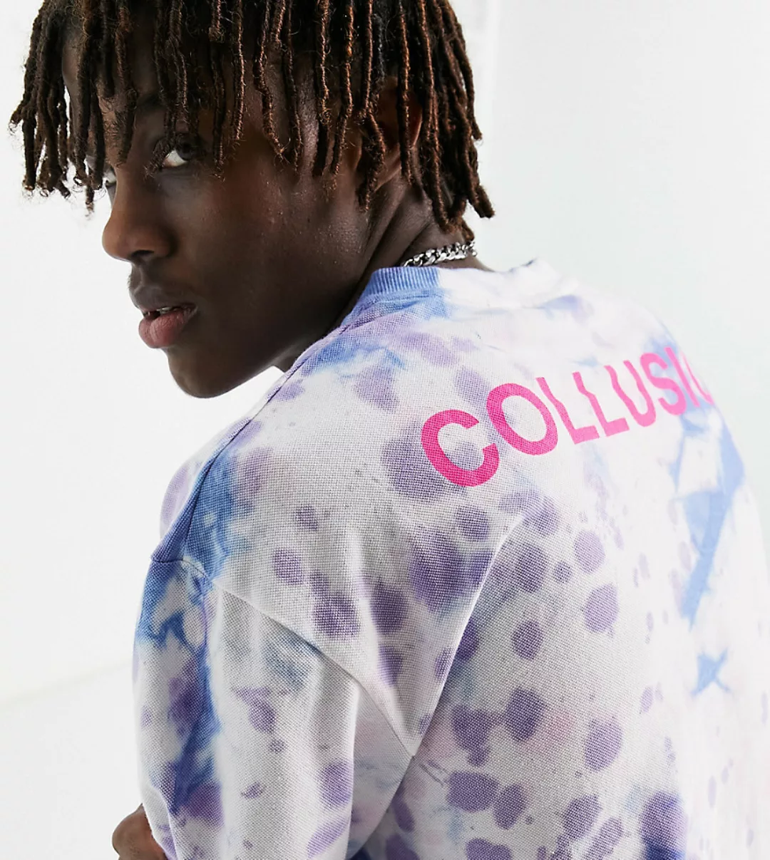 COLLUSION – Oversize-T-Shirt aus Pikee mit Batikmuster und Logo-Mehrfarbig günstig online kaufen