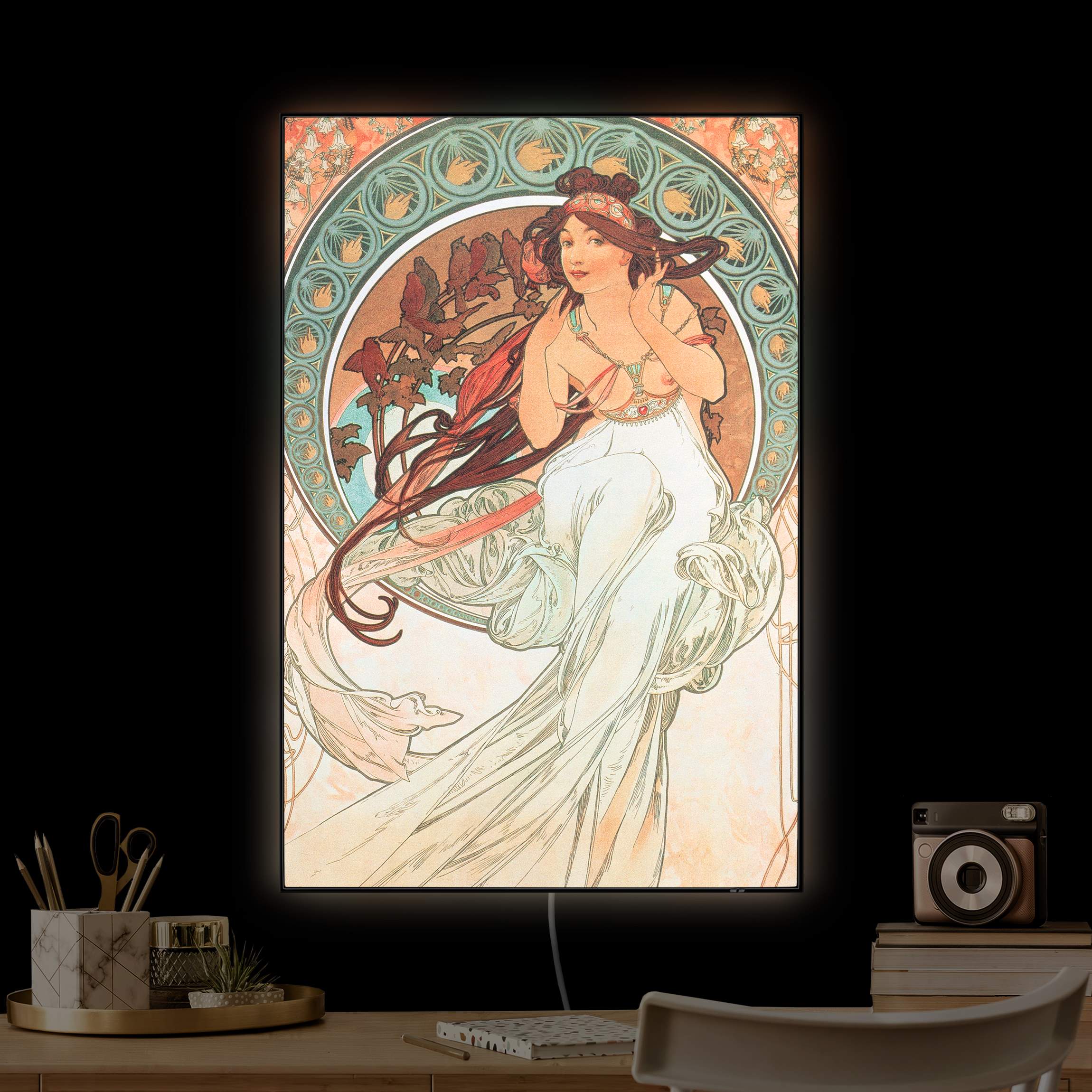 LED-Wechselbild Alfons Mucha - Vier Künste - Die Musik günstig online kaufen