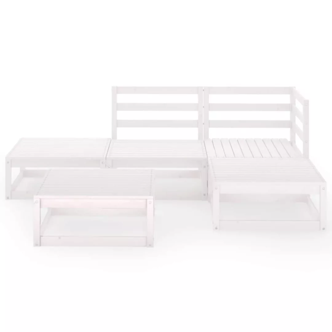 5-tlg. Garten-lounge-set Weiß Kiefer Massivholz günstig online kaufen