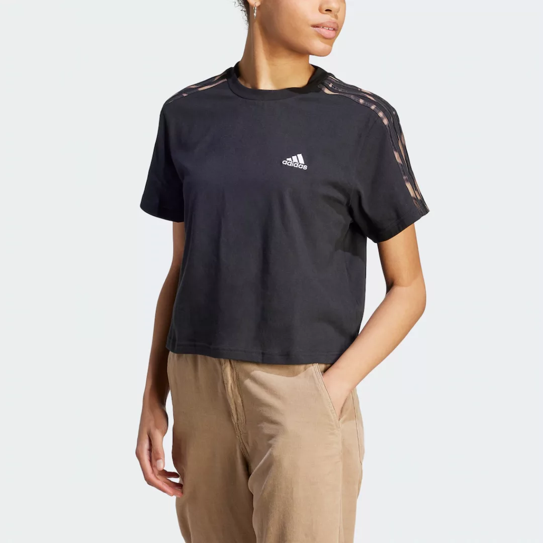 adidas Sportswear T-Shirt "VIBRANT PRINT 3STREIFEN COTTON CROPSHIRT" günstig online kaufen