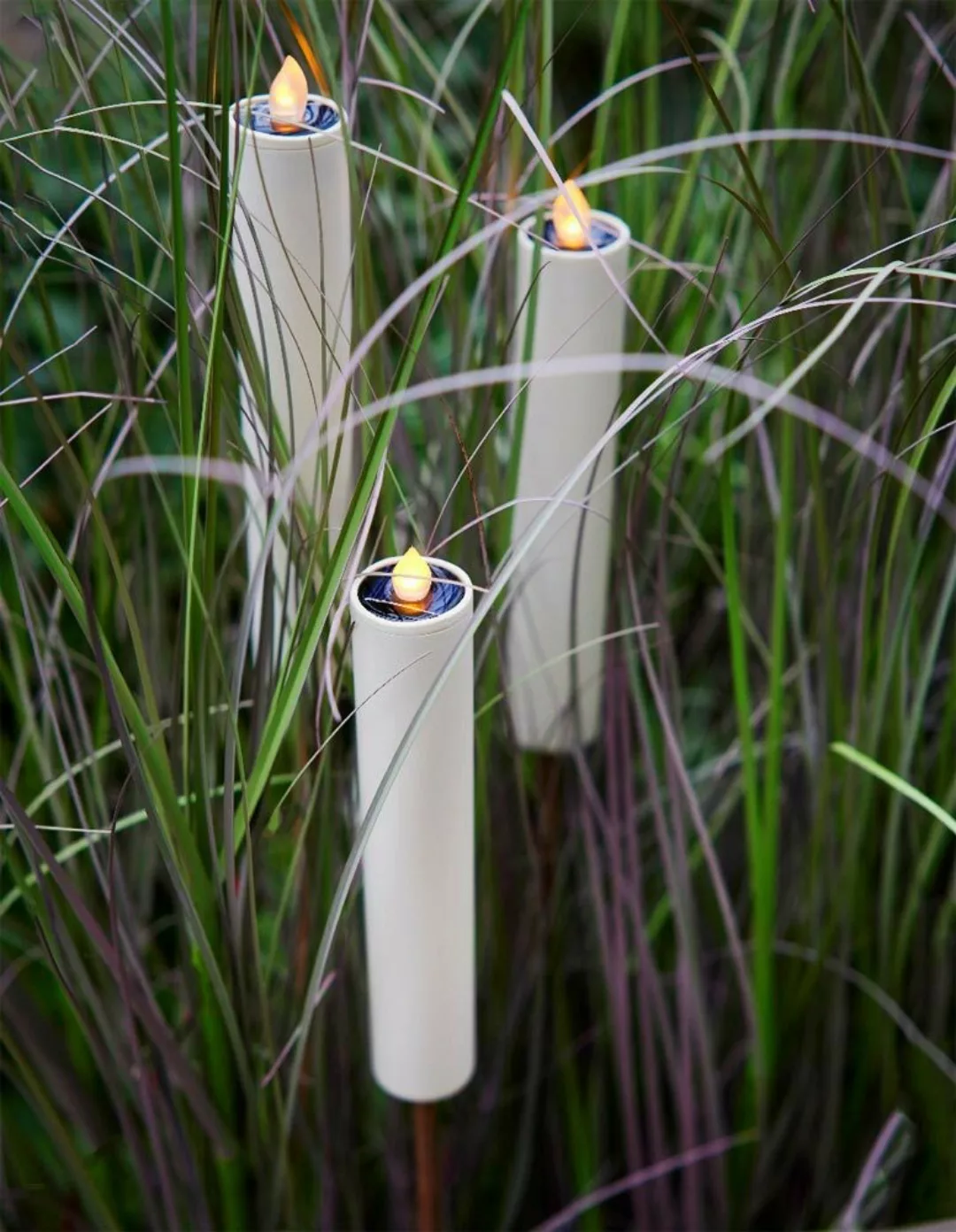 Solar LED Kerze mit Gartenstecker Flackernd Gartenfackel Partdeko Hochzeit günstig online kaufen