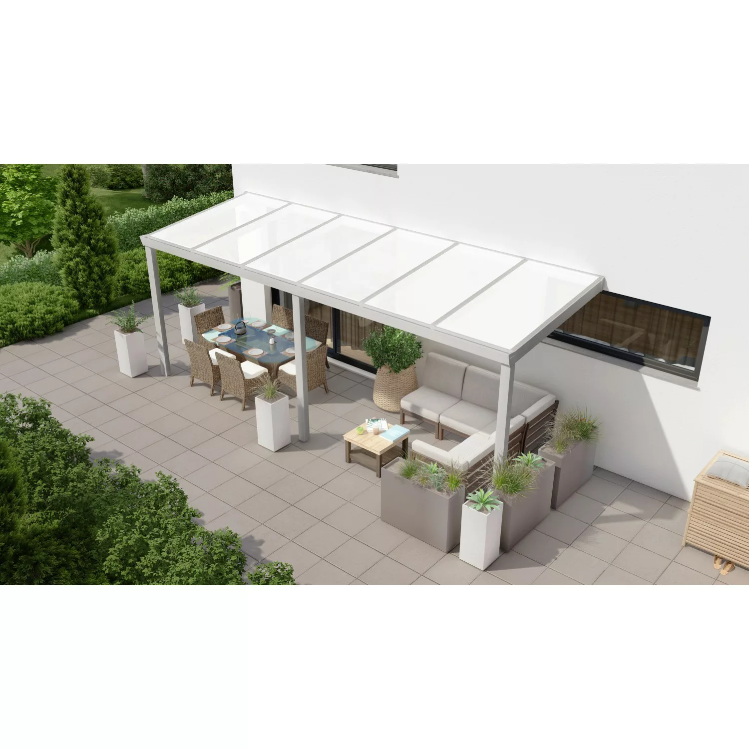 Terrassenüberdachung Professional 600 cm x 200 cm Grau Struktur PC Opal günstig online kaufen