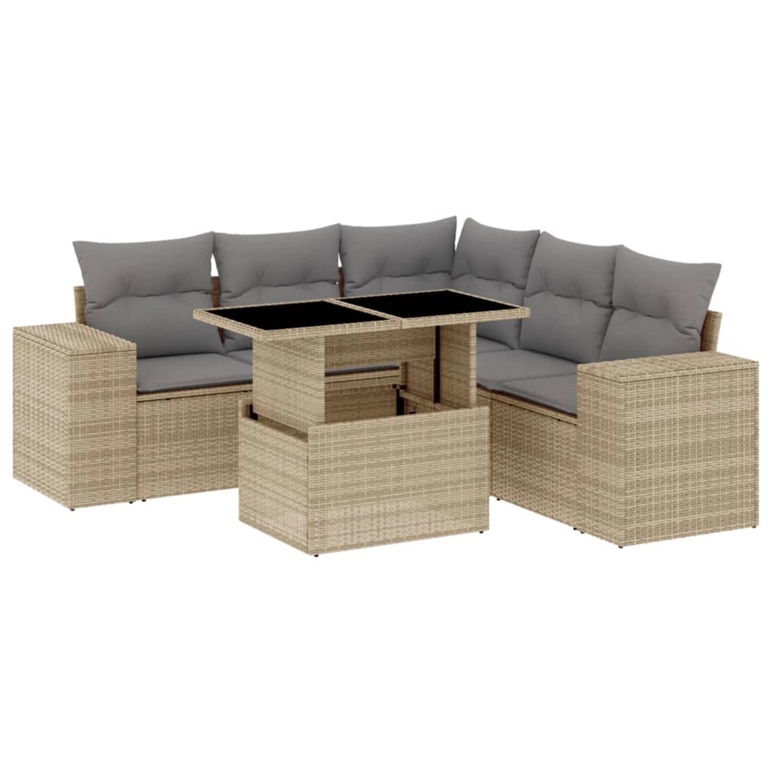 vidaXL 6-tlg Garten-Sofagarnitur mit Kissen Beige Poly Rattan Modell 384 günstig online kaufen