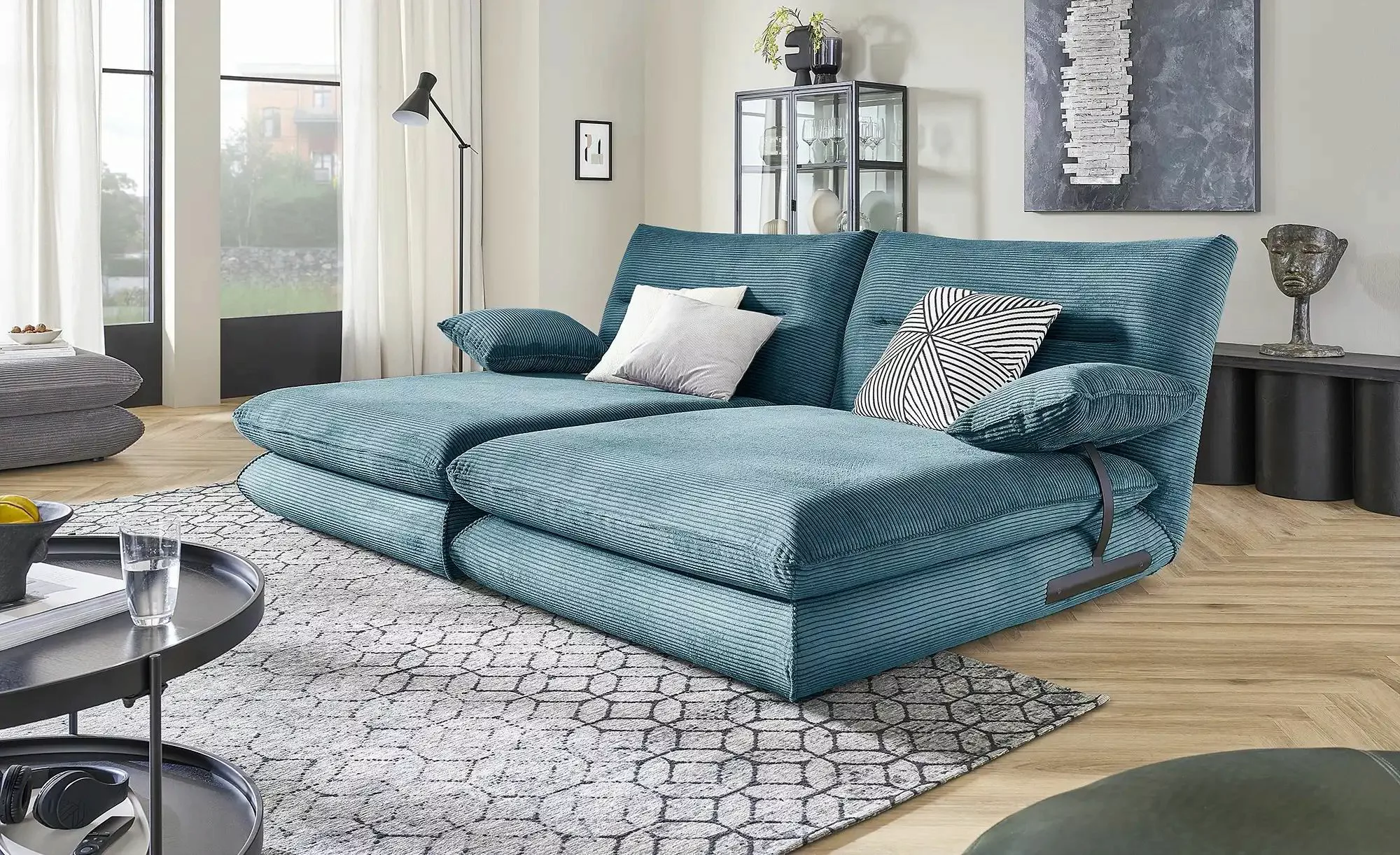 smart Loungesofa Loungsofa Ellen ¦ türkis/petrol ¦ Maße (cm): B: 251 H: 89 günstig online kaufen