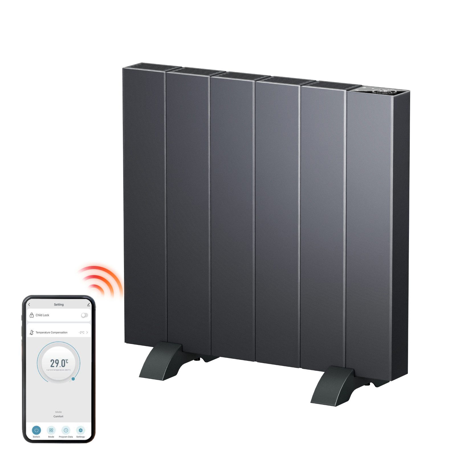 EMKE Elektro-Heizkörper elektrische Heizkörper Anthrazit 1000/1500W günstig online kaufen