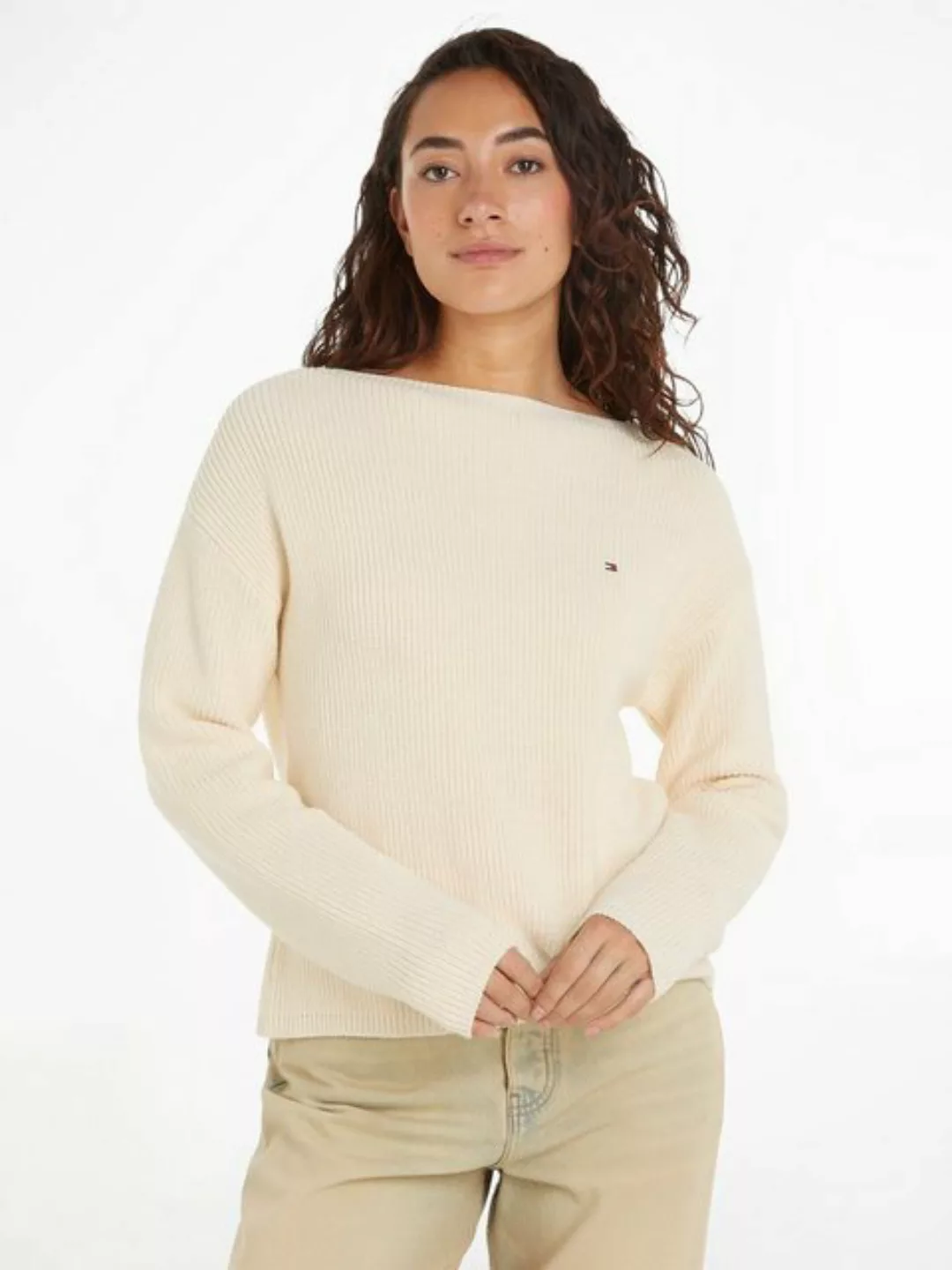 Tommy Hilfiger Strickpullover mit kleiner Logostickerei auf dem Ärmelabschl günstig online kaufen