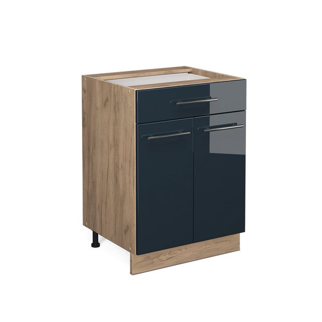 Vicco Unterschrank Fame-Line, Dunkelblau Hochglanz/Goldkraft Eiche, 60 cm m günstig online kaufen