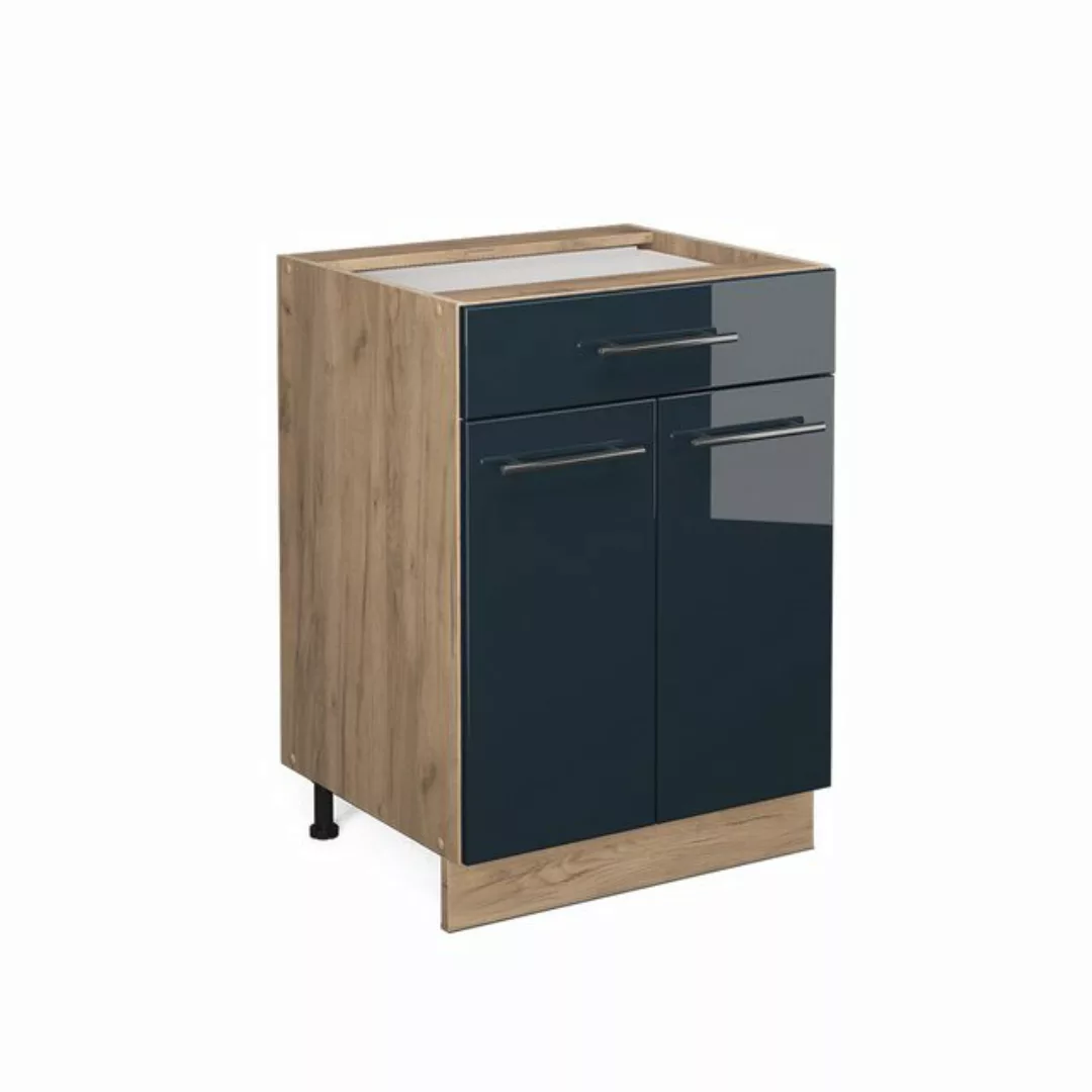 Vicco Unterschrank Fame-Line, Dunkelblau Hochglanz/Goldkraft Eiche, 60 cm m günstig online kaufen