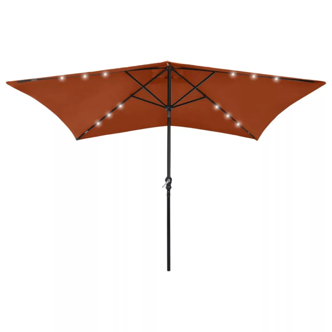 Sonnenschirm Mit Leds Und Stahl-mast Terracotta-rot 2x3 M günstig online kaufen