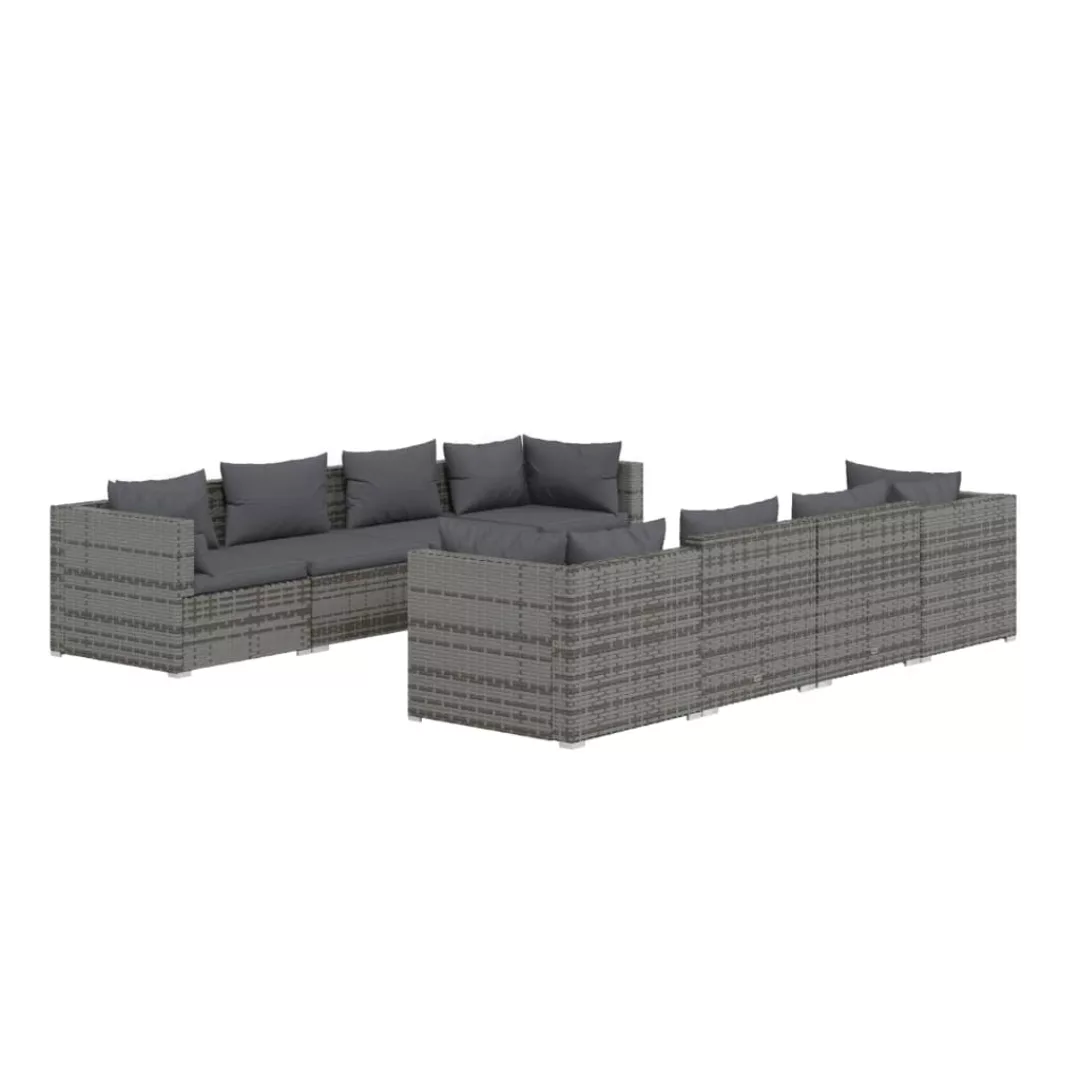 Vidaxl 9-tlg. Garten-lounge-set Mit Auflagen Poly Rattan Grau günstig online kaufen