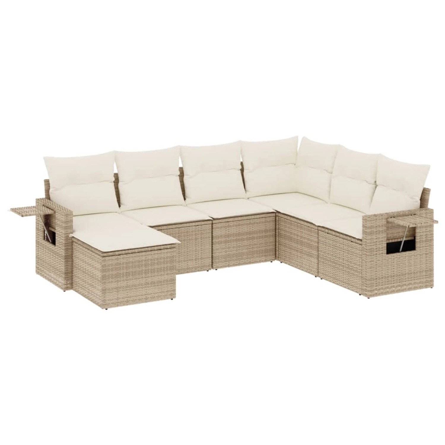 vidaXL 7-Tlg Garten-Sofagarnitur mit Kissen Beige Poly Rattan 3220497 günstig online kaufen