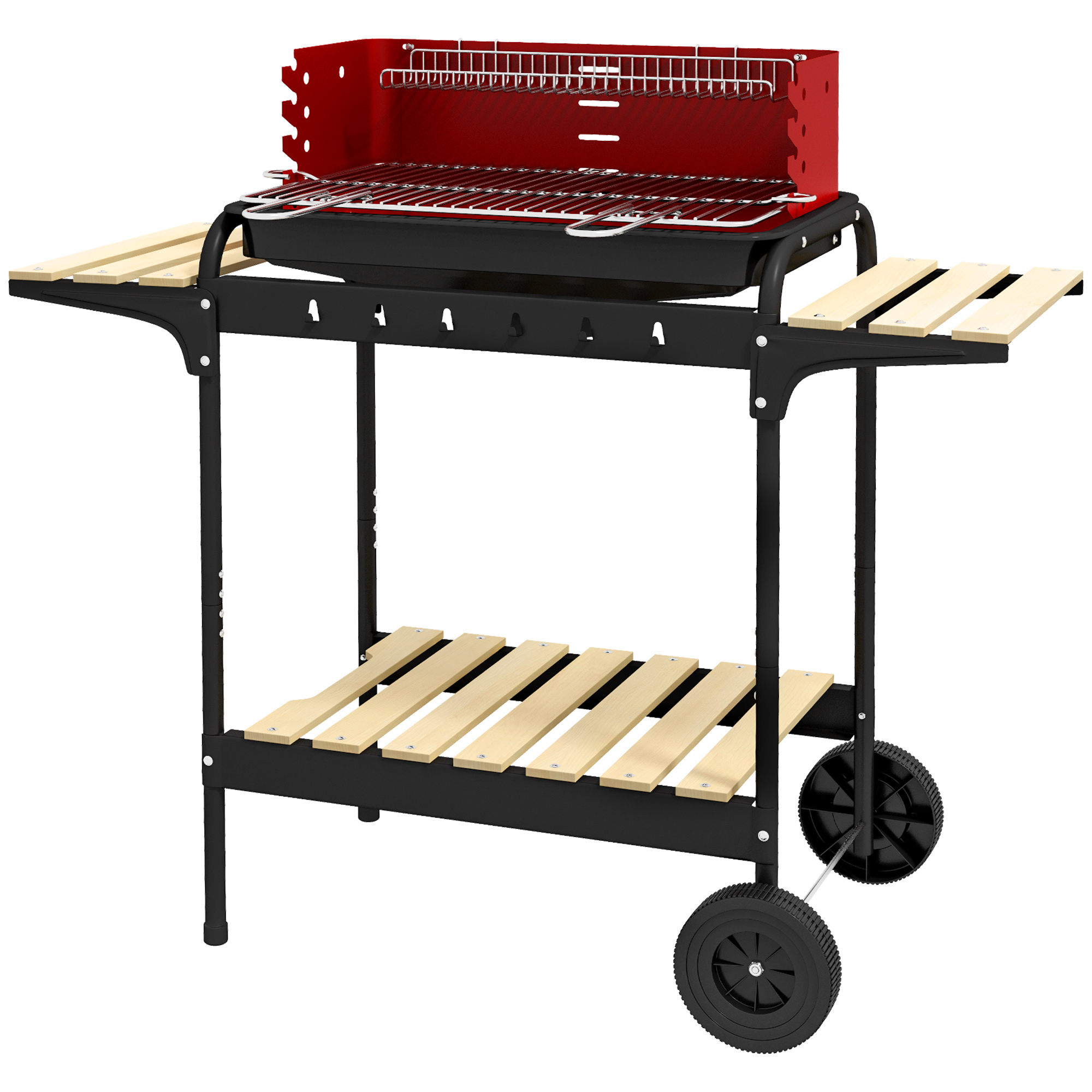 Outsunny Holzkohlegrill aus Metall BBQ Smoker mit Räder, höheverstellbar Gr günstig online kaufen