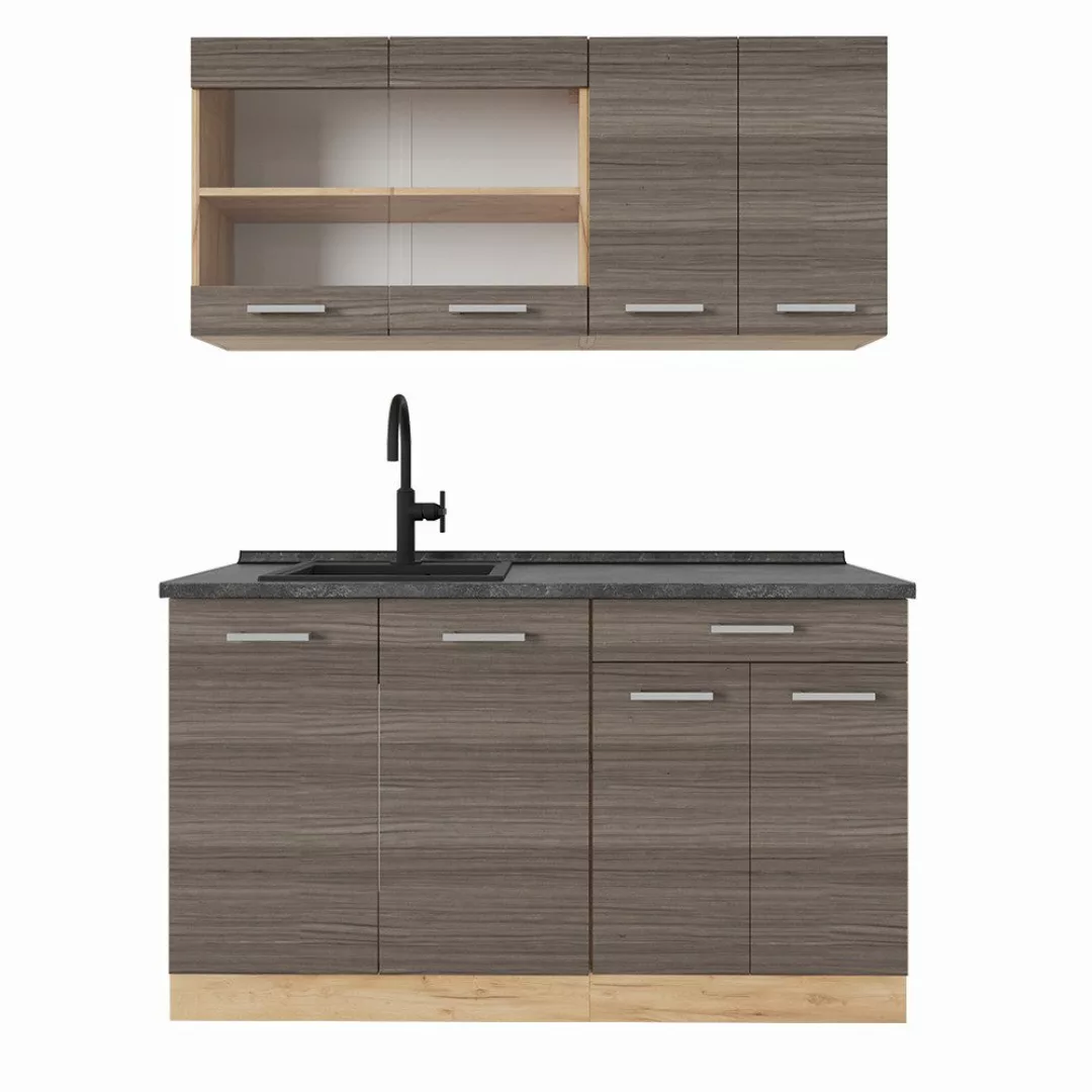 Vicco Küchenzeile R-Line, Edelgrau/Goldkraft Eiche, 140 günstig online kaufen