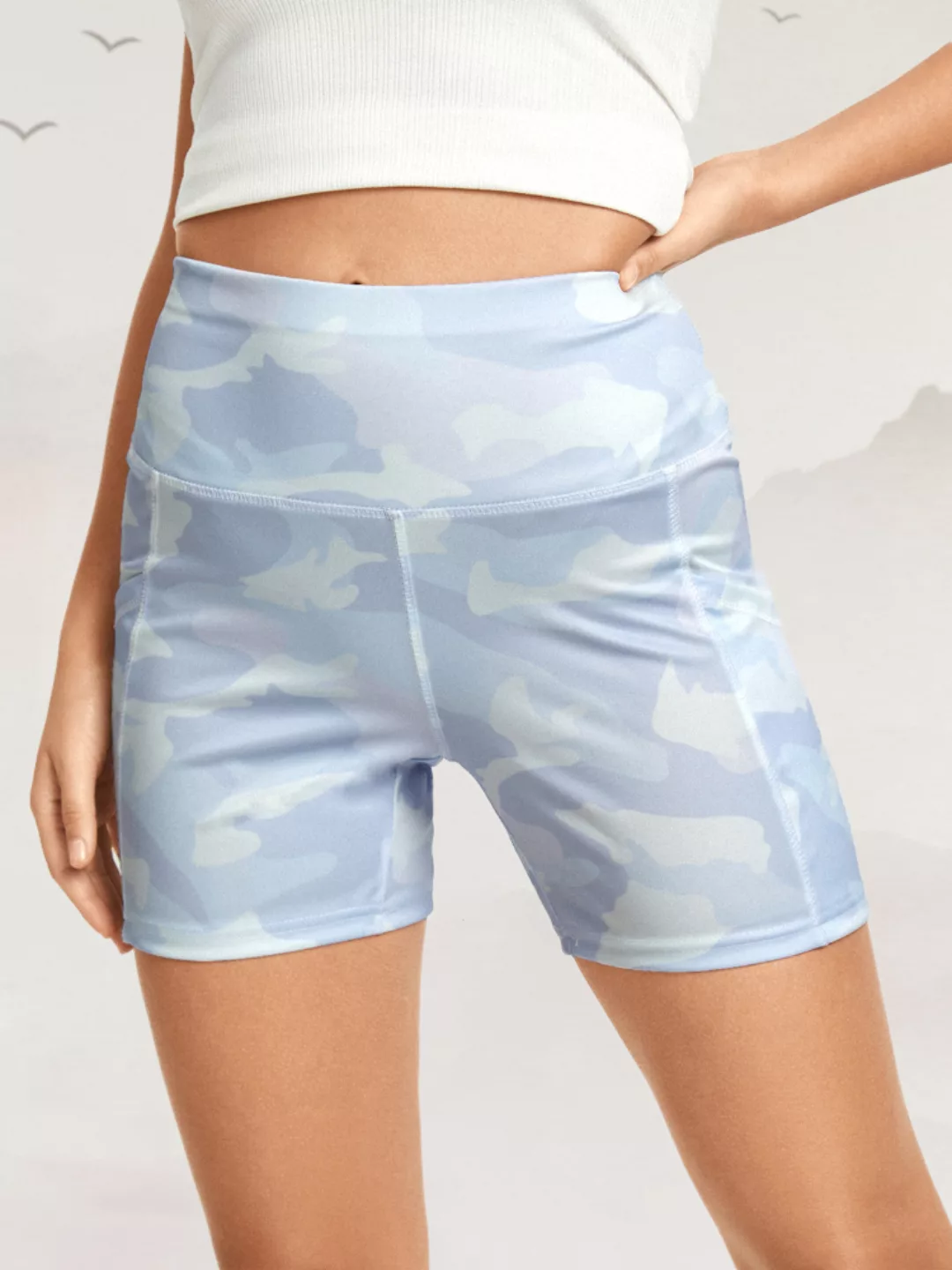 Frauen Camouflage Biker Shorts Sport Yoga Höschen mit Tasche günstig online kaufen