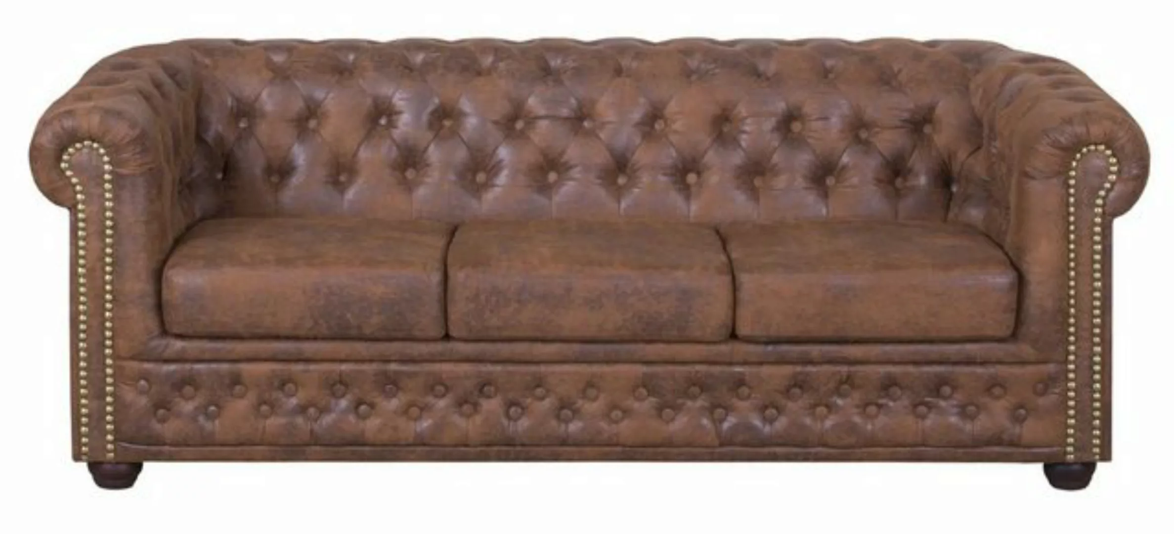 Küchen-Preisbombe Sofa Edles Sofa 3 Sitzer in Mikrofaser Vintage braun Couc günstig online kaufen