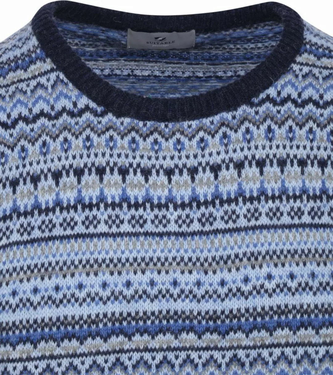 Suitable Prestige Fair Isle Pullover Blau - Größe M günstig online kaufen