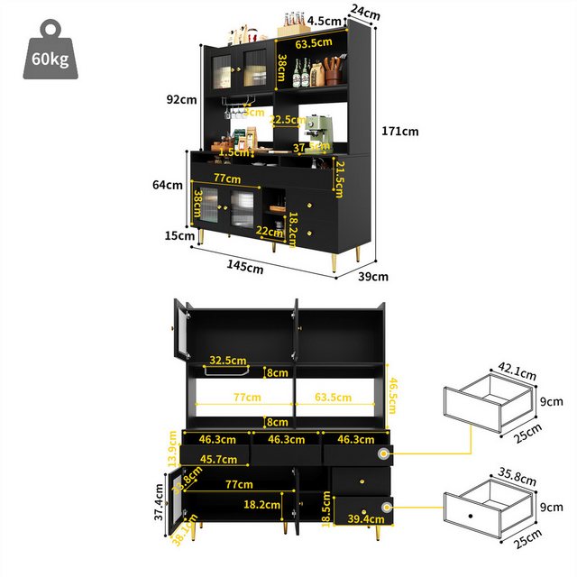 autolock Hochschrank Hochschrank für Restaurants,mit Glastür,Weinglasregal günstig online kaufen