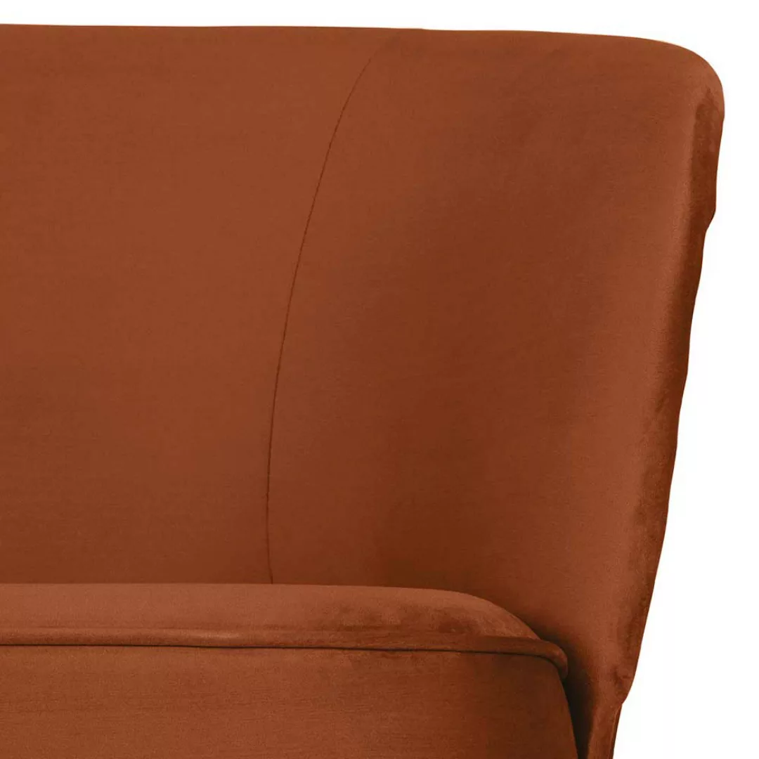 Rostfarbene Samt Couch im Retrostil 110 cm breit günstig online kaufen