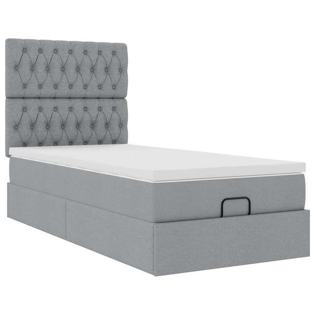 vidaXL Bett Ottoman-Bett mit Matratze Hellgrau 90x200 cm Stoff günstig online kaufen