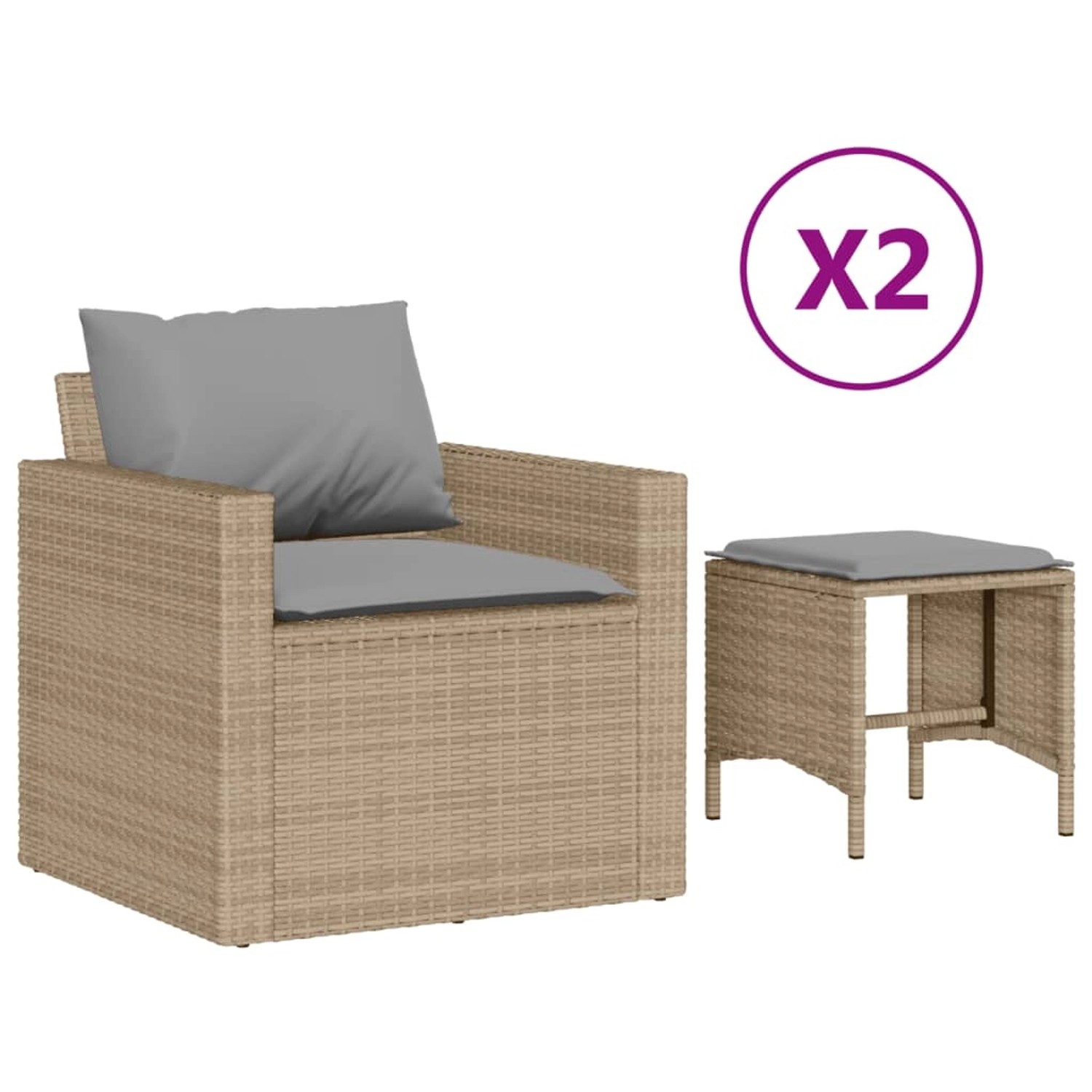 vidaXL 4-Tlg Garten-Sofagarnitur mit Kissen Beige Poly Rattan 366363 günstig online kaufen
