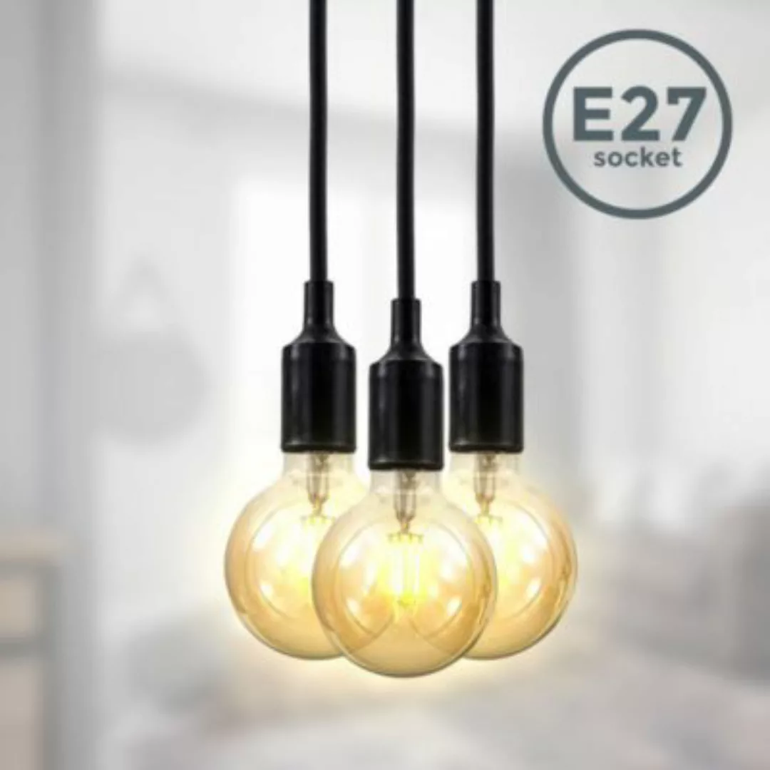 B.K.Licht Pendelleuchte Retro Nordic 3x Fassung E27 Textil Kabel Deckenlamp günstig online kaufen