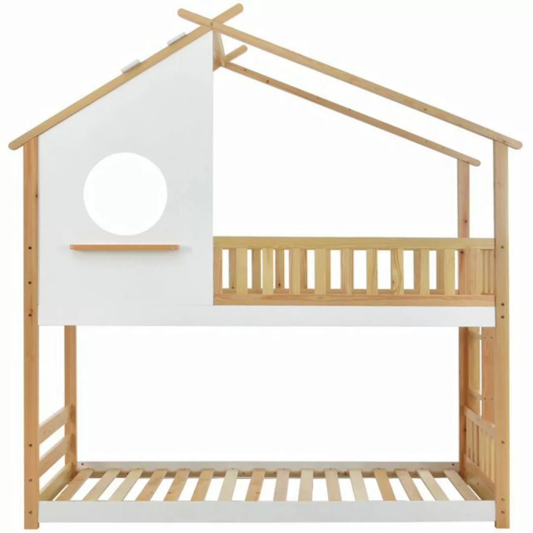 Flieks Etagenbett, Hausbett Kinderbett Massivholzbett Kiefer 200x90cm günstig online kaufen