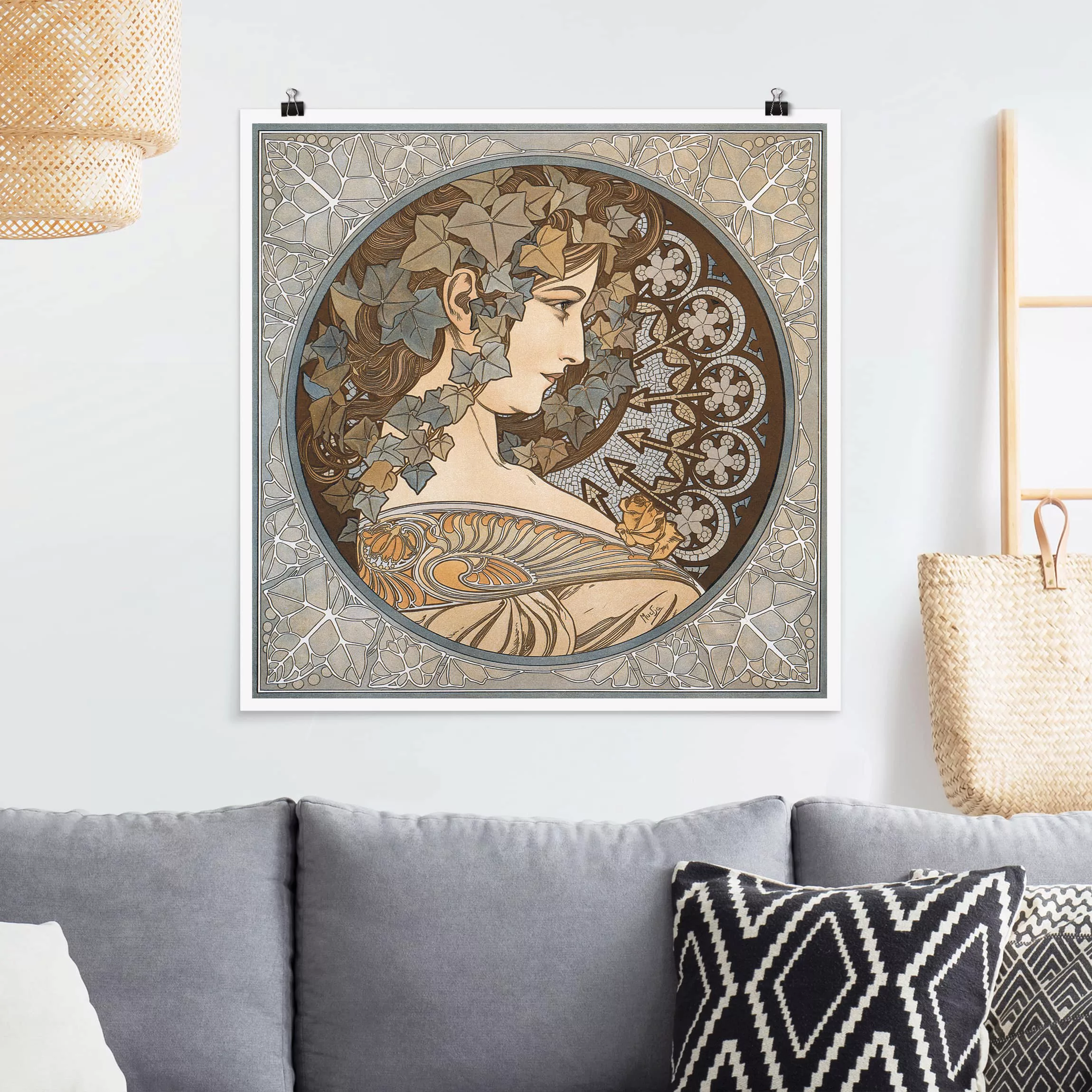 Poster Portrait - Quadrat Alfons Mucha - Synthia günstig online kaufen