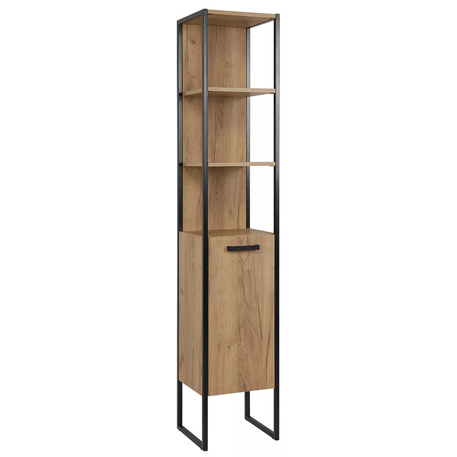 Hochschrank Industrial-Design MANHATTAN-56 in Gold Craft Oak/schwarz B/H/T günstig online kaufen