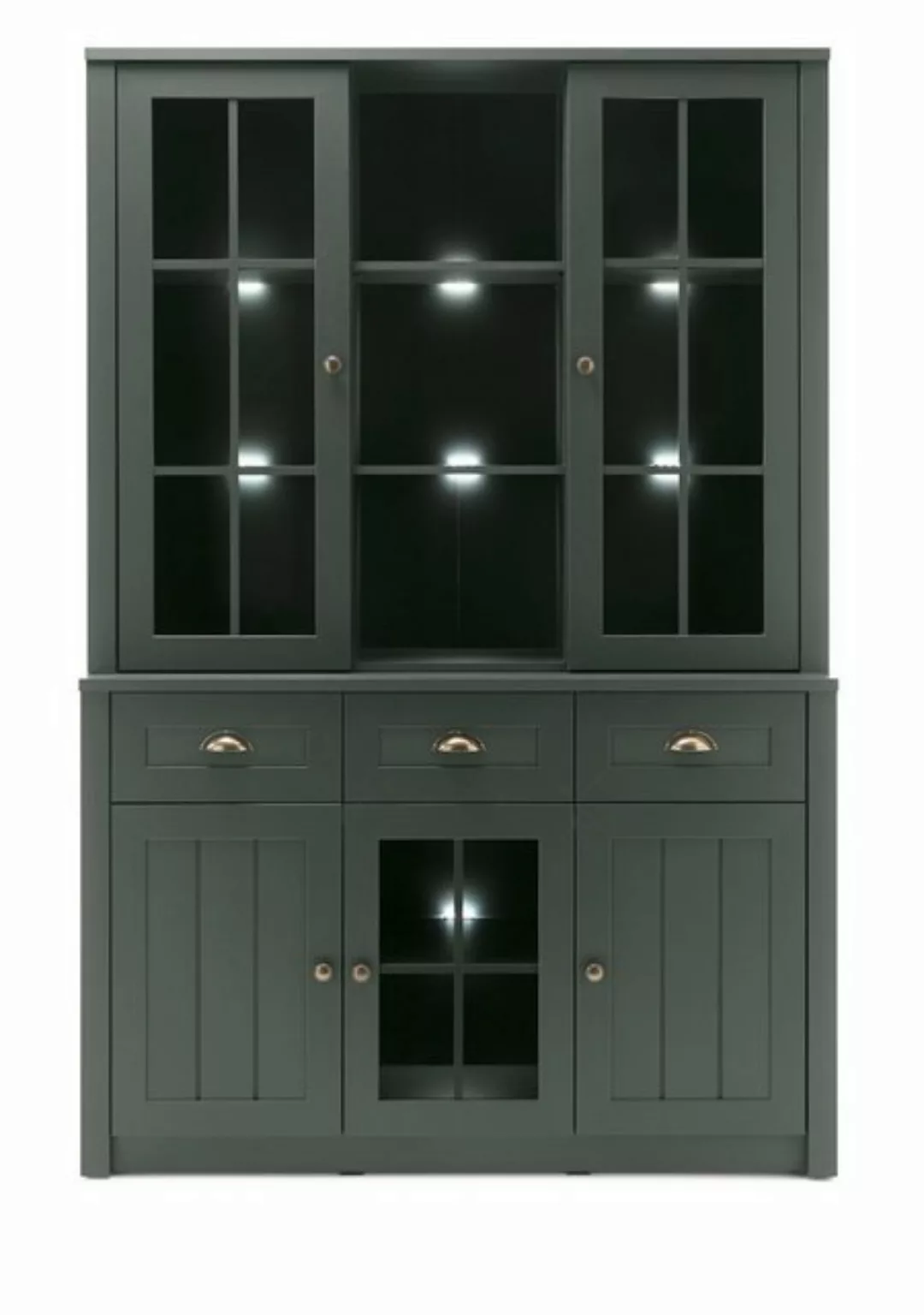 Furn.Design Buffet Forres (Buffetschrank in Landhaus grün, 130 c 196 cm) mi günstig online kaufen