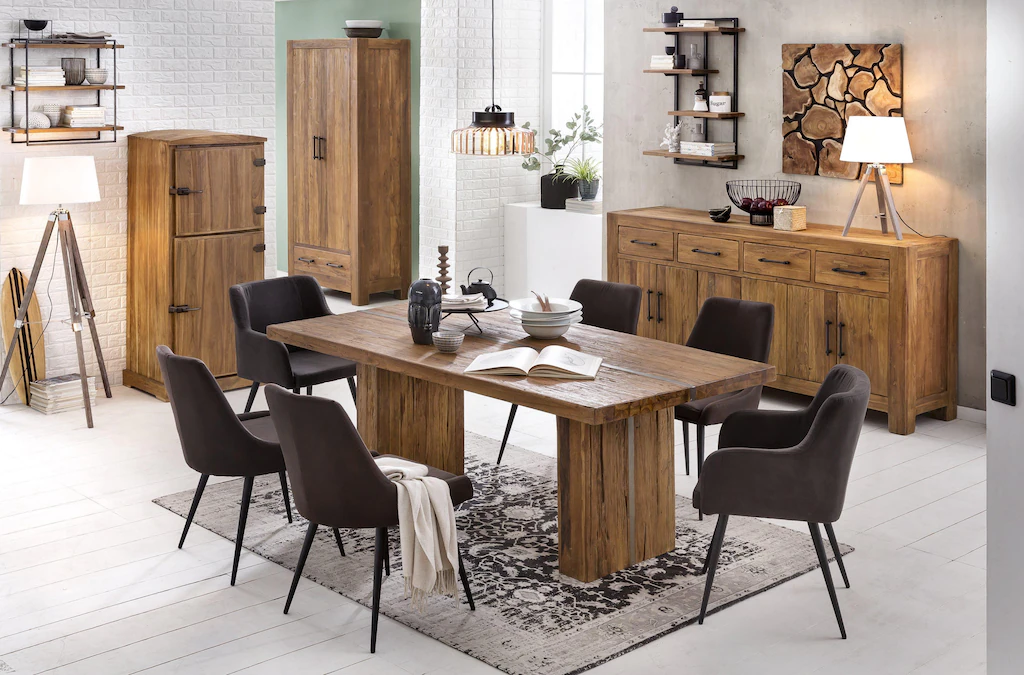 SIT Esstisch "Banda", mit eingelegtem Metallband, Shabby Chic, Vintage günstig online kaufen