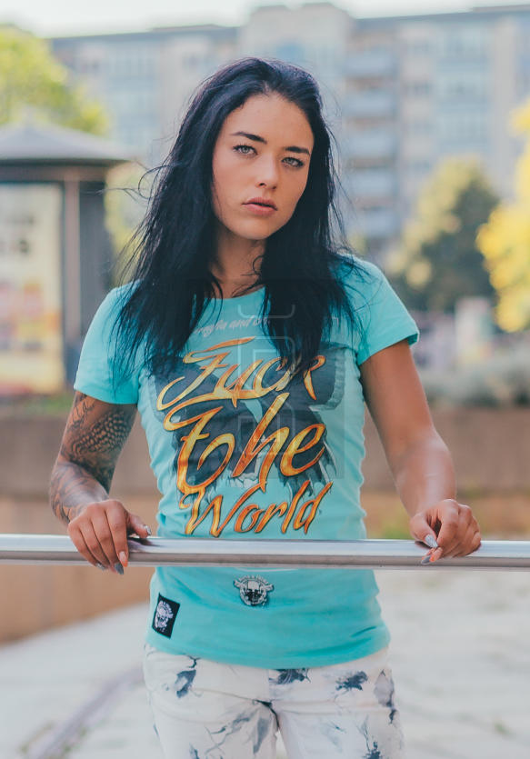 Mafia and Crime Damen T-Shirt FUCK THE WORLD - tÃ¼rkis günstig online kaufen