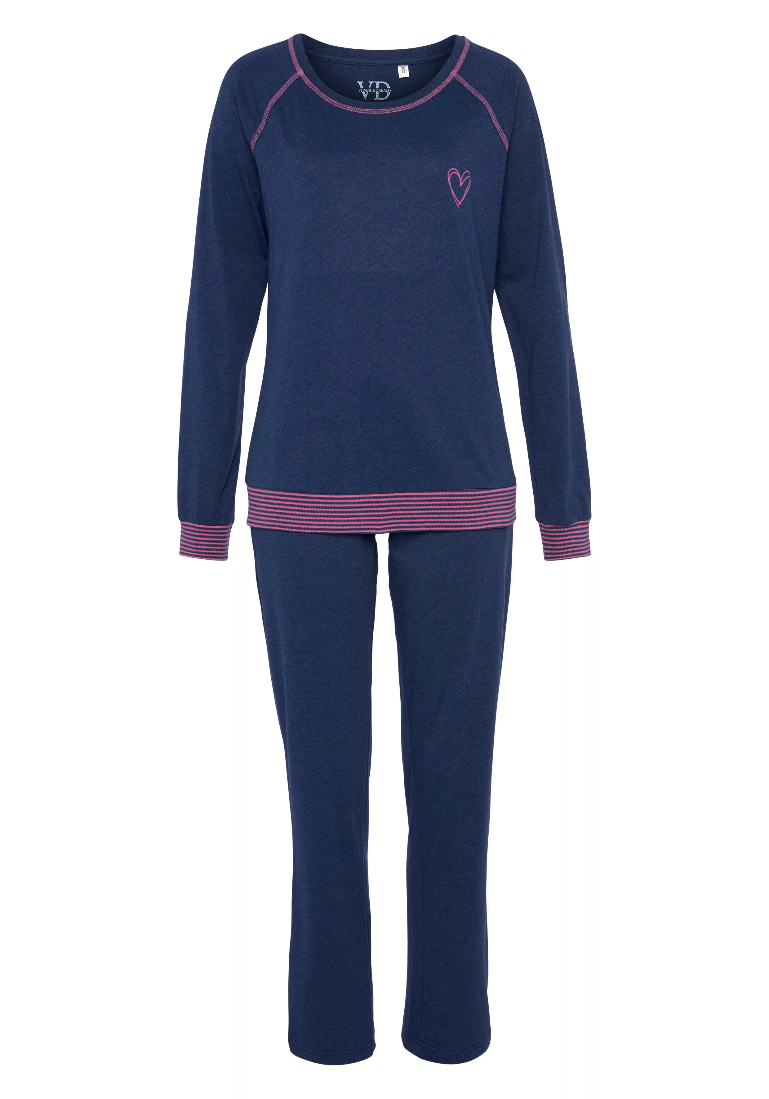 Vivance Dreams Pyjama, (2 tlg.), mit dekorativen Flatlock-Nähten in Neonfar günstig online kaufen