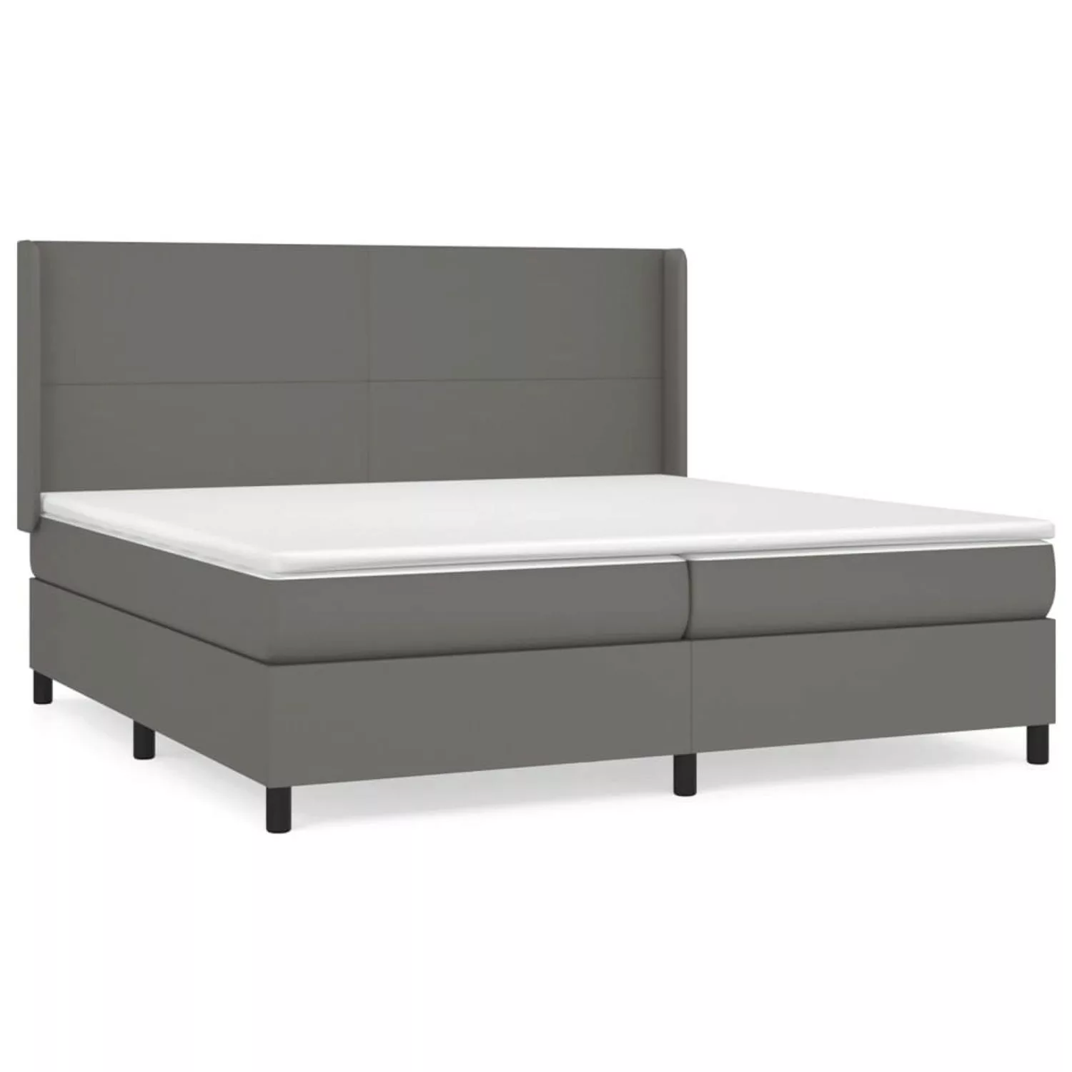 vidaXL Boxspringbett, Boxspringbett mit Matratze Grau 200x200 cm Kunstleder günstig online kaufen