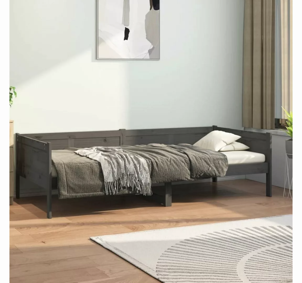 furnicato Bett Tagesbett Grau Massivholz Kiefer 90x190 cm günstig online kaufen