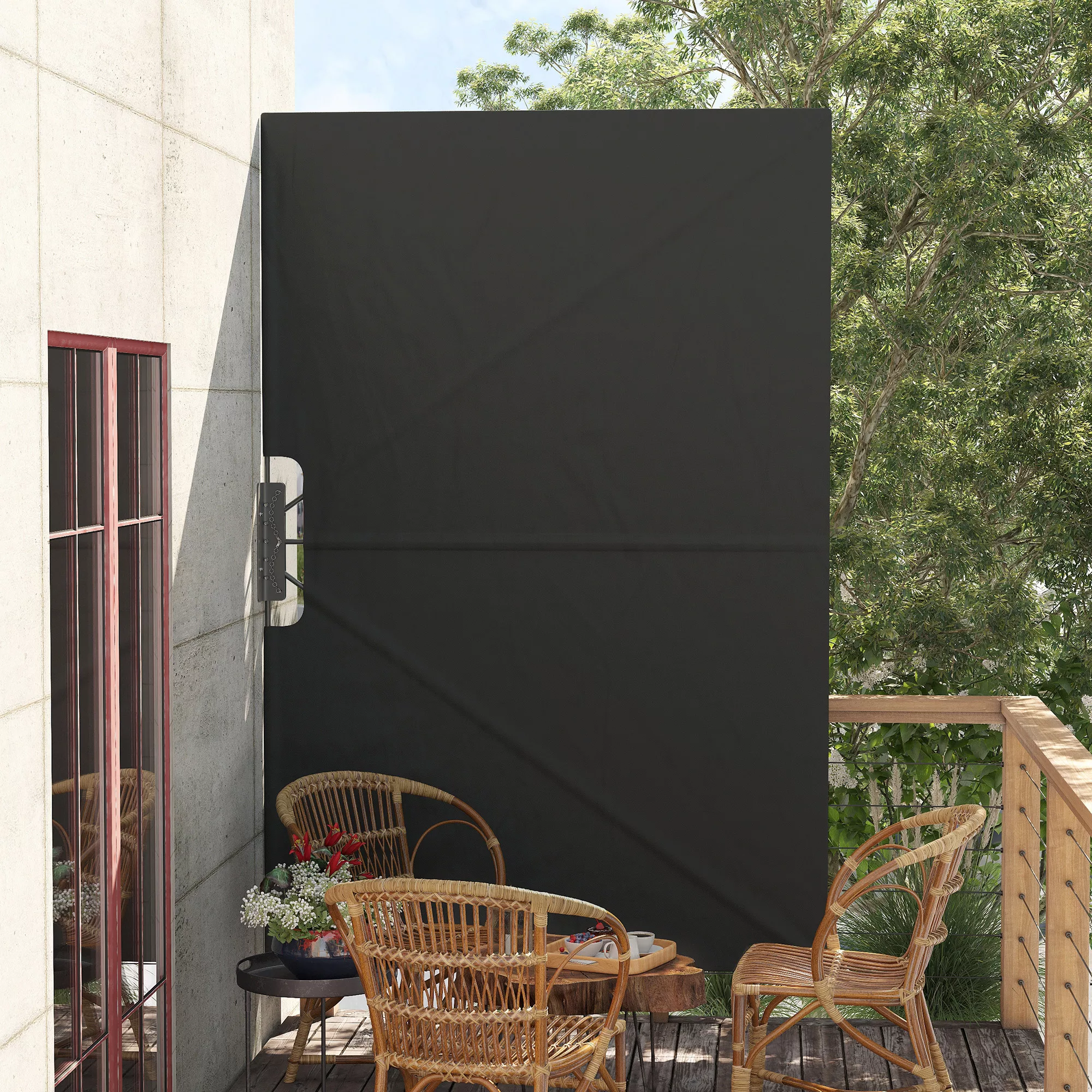Outsunny Seitenmarkise Klappbar, 240 x 160cm Gartenmarkise, Sichtschutz mit günstig online kaufen