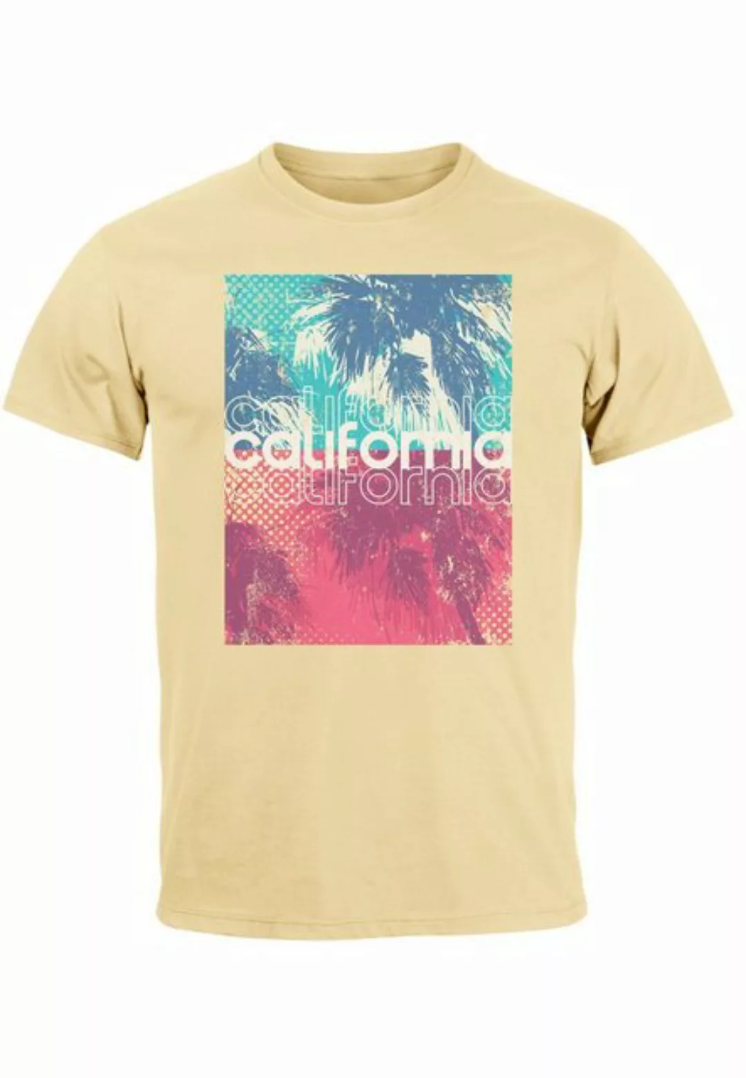 Neverless Print-Shirt Herren T-Shirt Top California Palmen Sommer Foto Prin günstig online kaufen